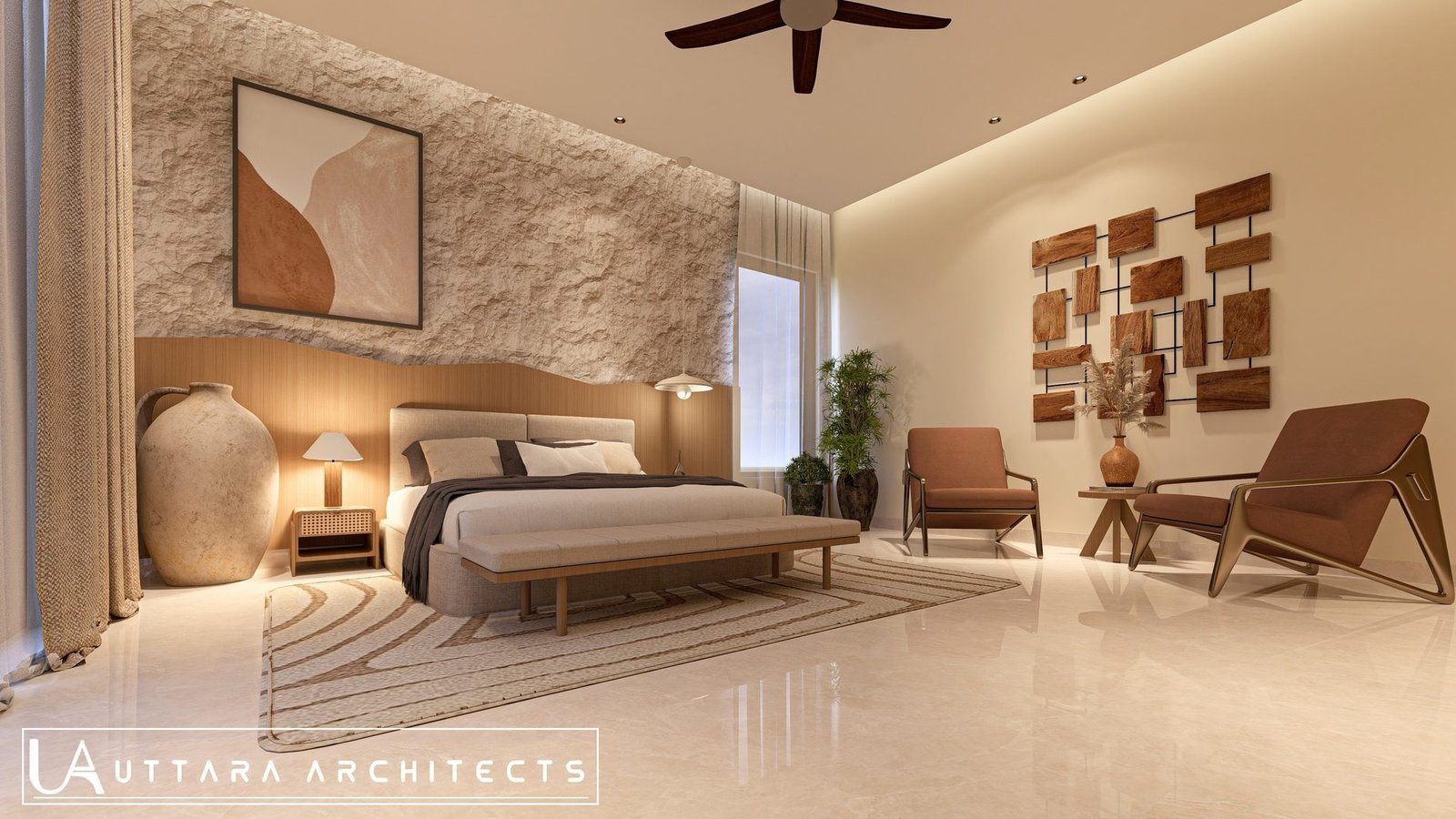 Bedroom interior visualisation at Bagicha at Ganges
